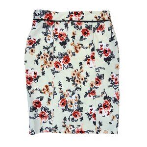 Off white cream floral pencil skirt women size medium MIKAROSE m